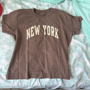 Brandy Melville Brown New York Short Sleeve Tee
